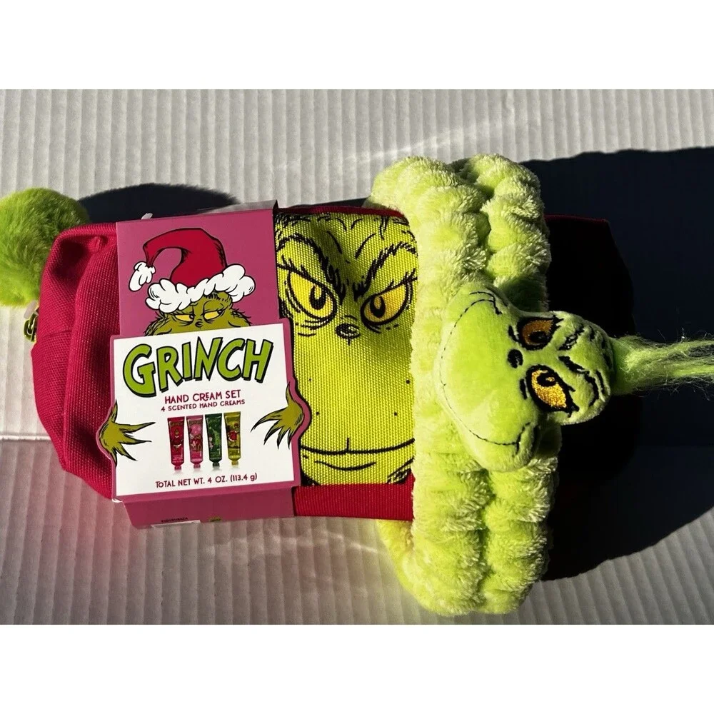 Dr. Seuss The Grinch Makeup Bag Gift Set Headband & 4 Hand Creams NWT